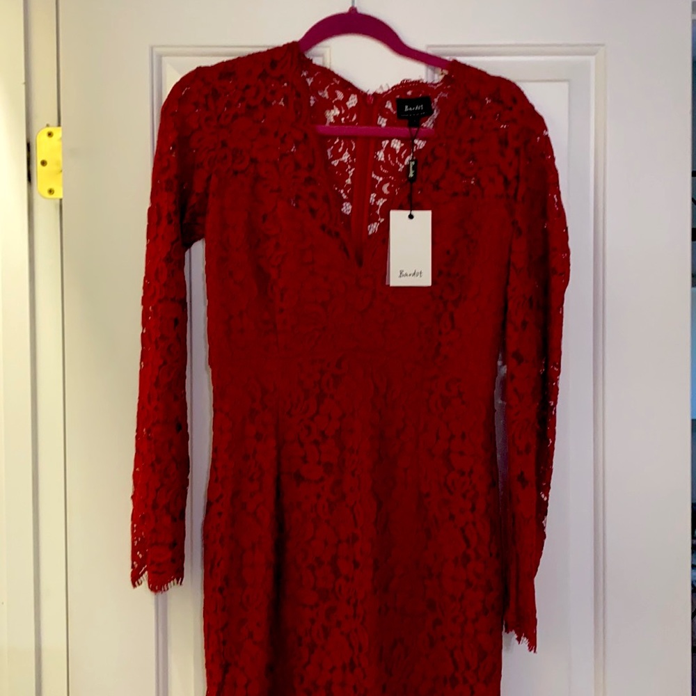 Bardot Scarlet Lace Midi Dress